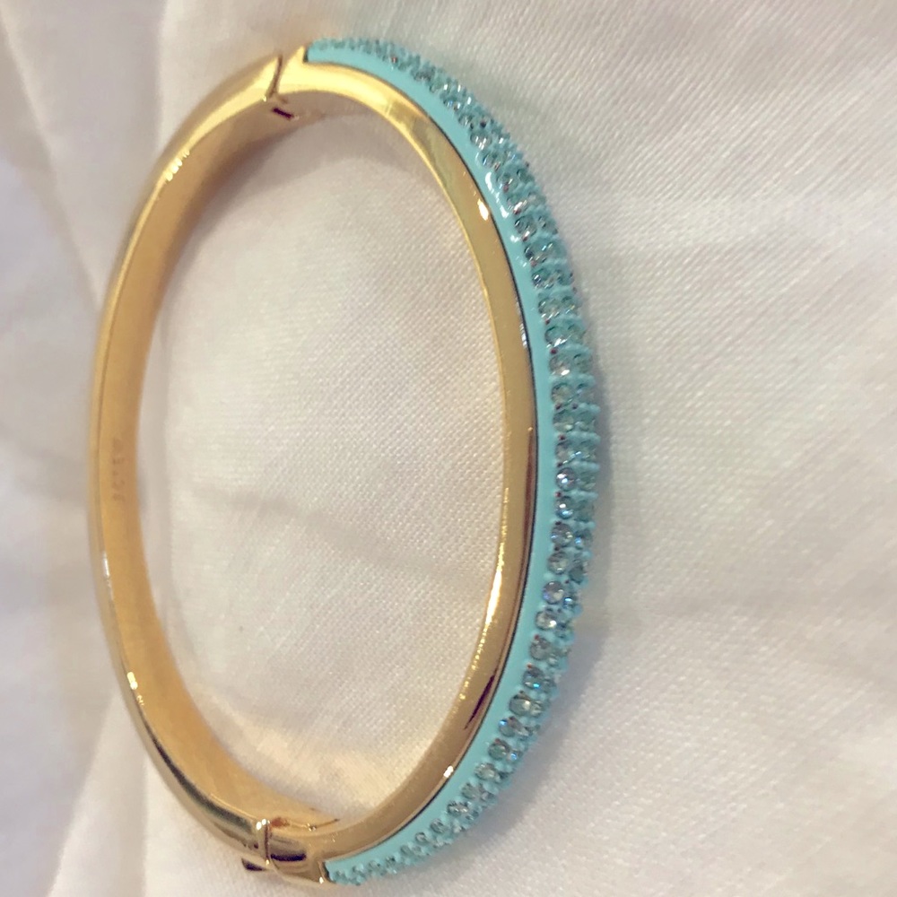 J Crew Gold/Aqua Crystal Bangle